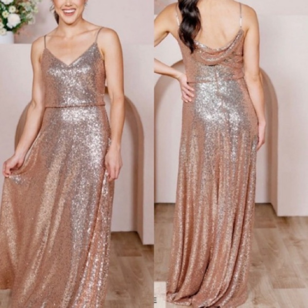 Revelry Rose Gold Sequin Maxi Dress